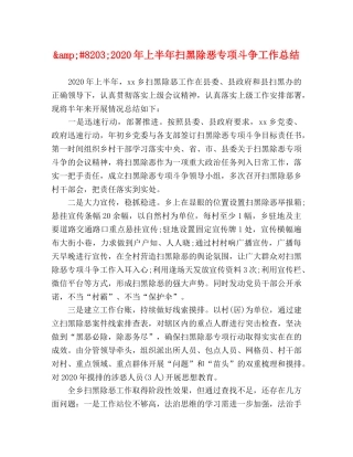 8203;2024年上半年扫黑除恶专项斗争工作总结 