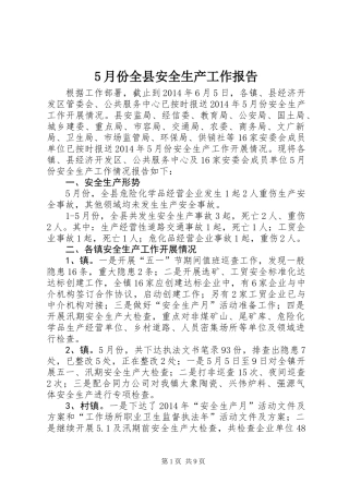 5月份全县安全生产工作报告 (2)