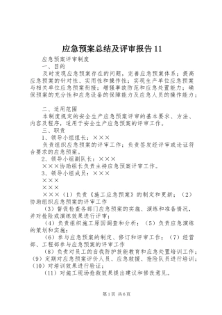 应急预案总结及评审报告11