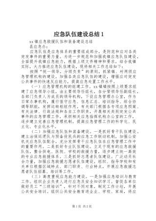 应急队伍建设总结1