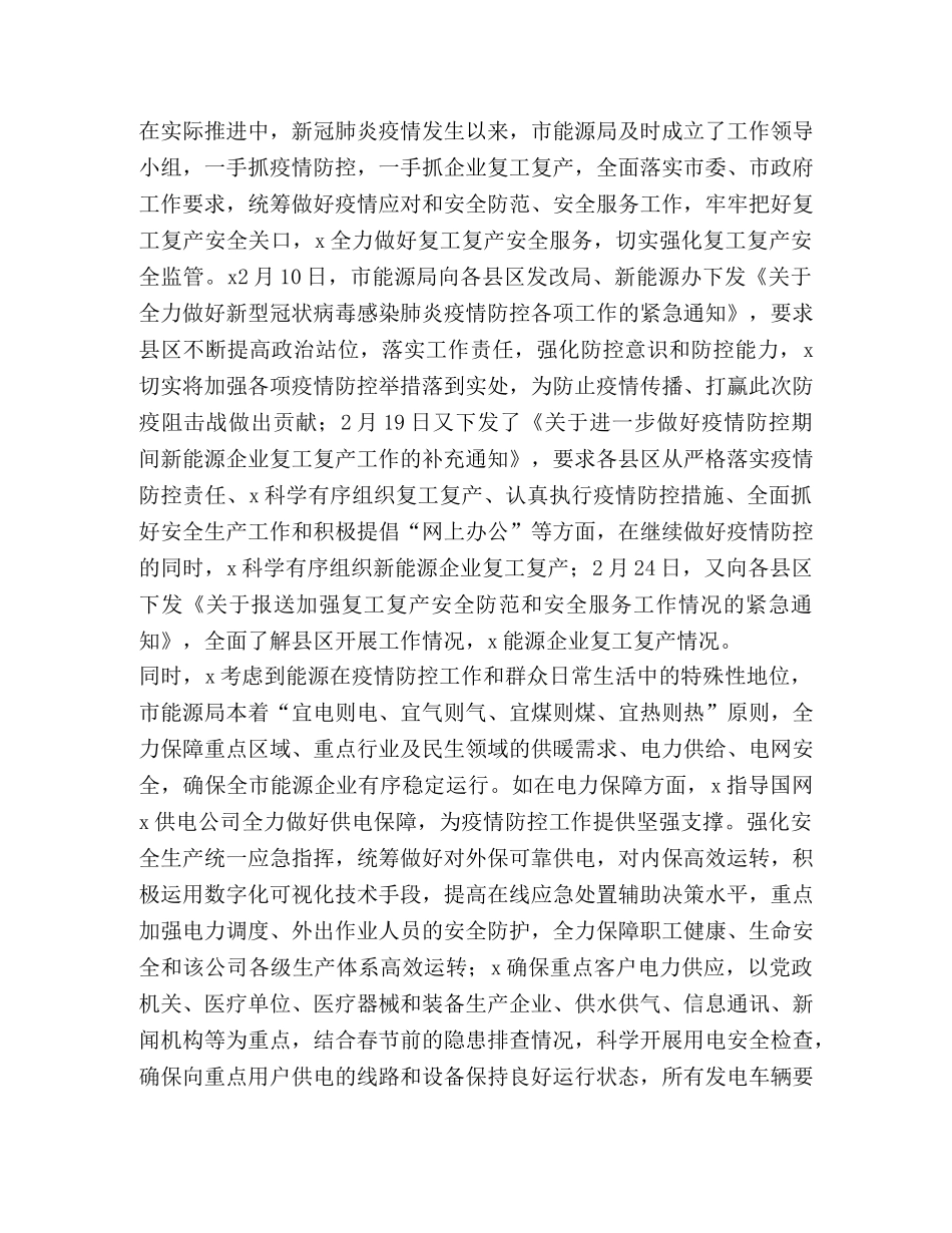 4894　2024年市能源局疫情防控和经济社会发展复工复产工作总结情况汇报综述事迹 _第2页