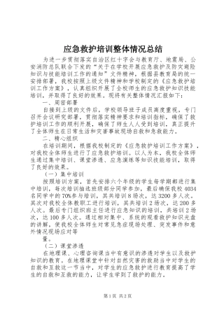 应急救护培训整体情况总结