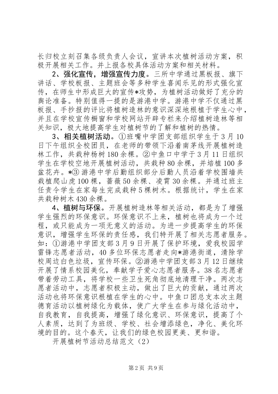 312关于开展植树节活动总结范文_第2页