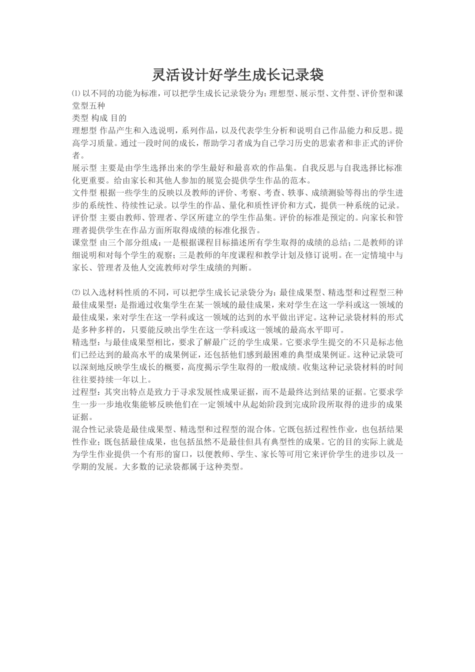 灵活设计好学生成长记录袋_第1页