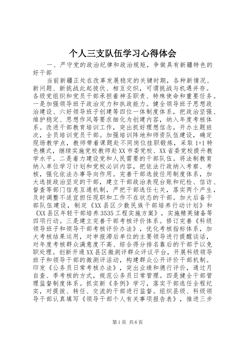 个人三支队伍学习心得体会_第1页