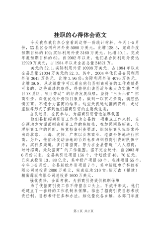 挂职的心得体会范文