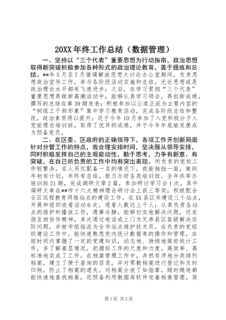 20XX年终工作总结(数据管理)