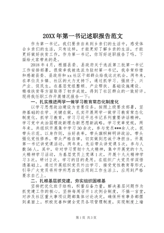 20XX年第一书记述职报告范文