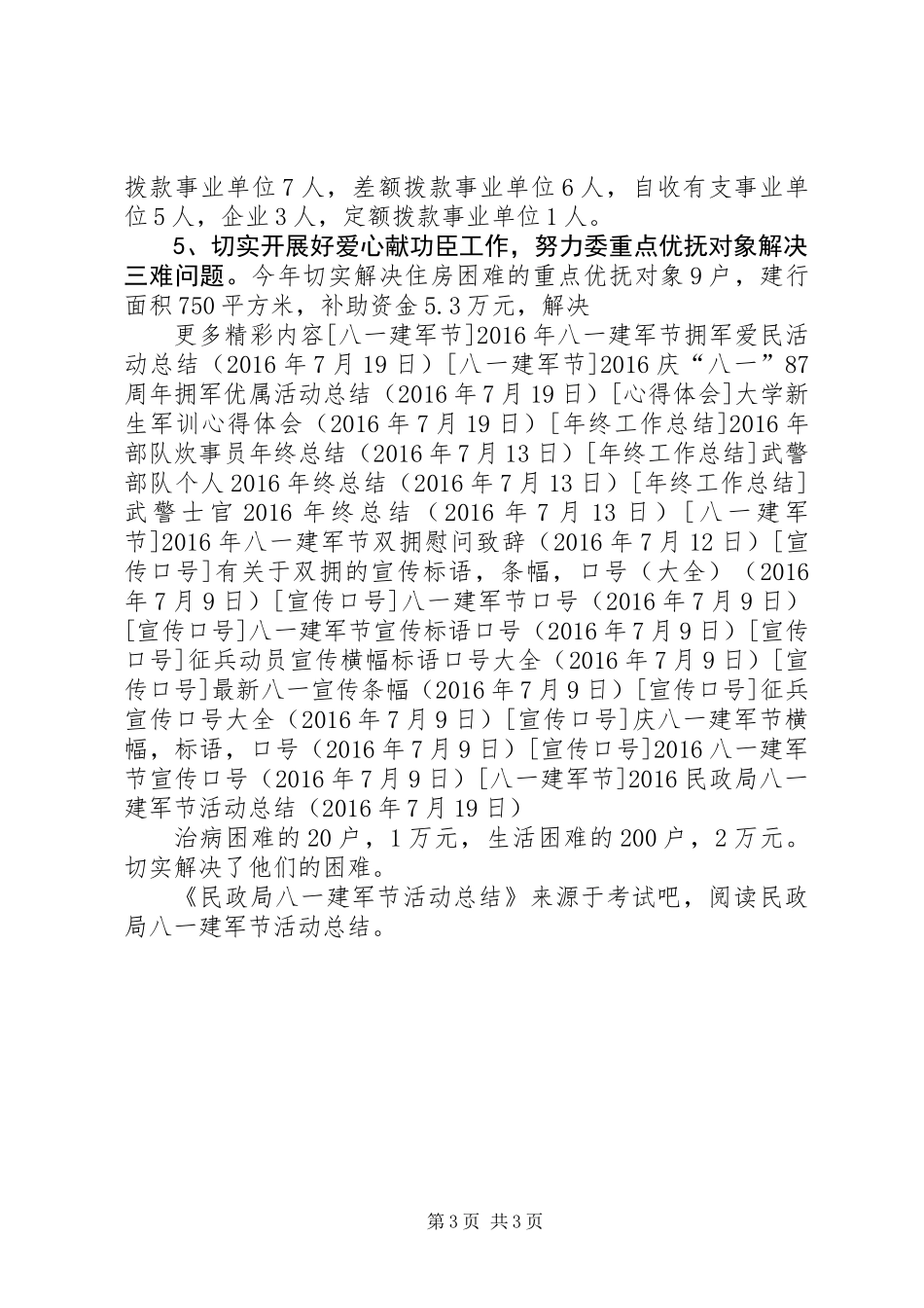 20XX年民政局八一建军节活动总结_第3页