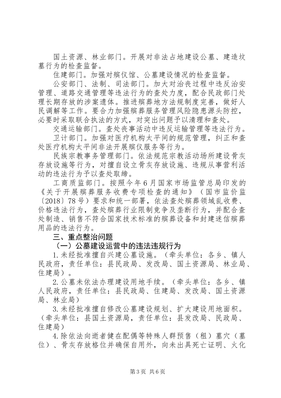 20XX年殡葬领域突出问题专项整治行动方案_第3页