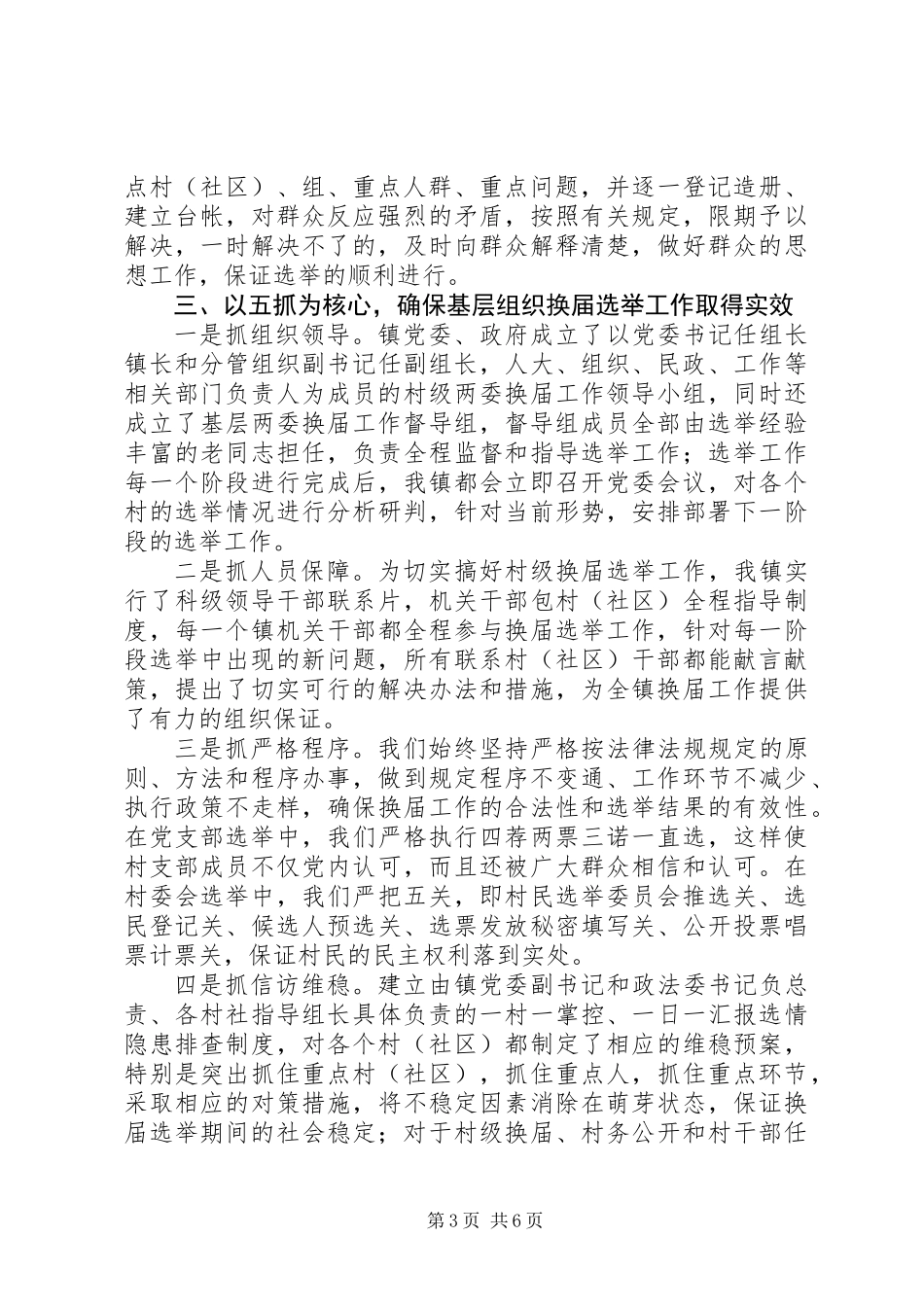 20XX年某镇村两委换届工作年度总结报告范文_第3页