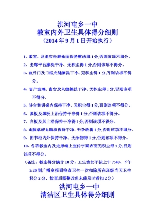 一中卫生、行为习惯细则20149