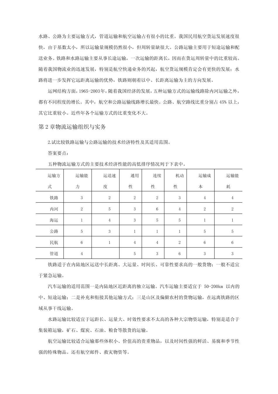 《物流运输组织与管理》课后练习题参考答案 _第2页