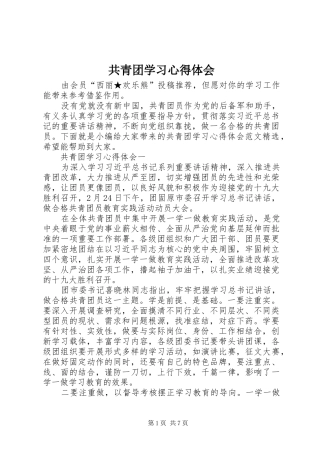 共青团学习心得体会