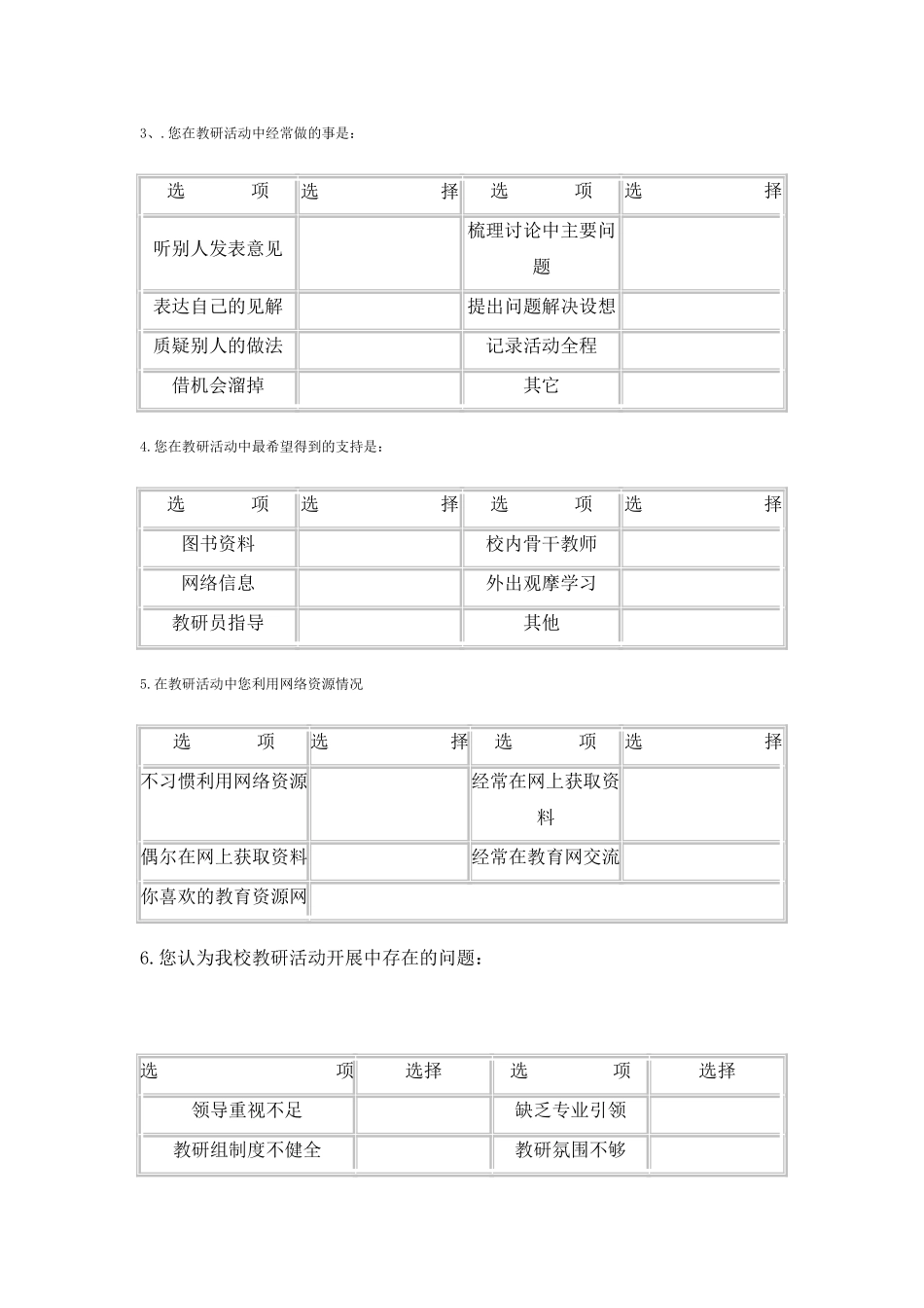 吉首市第五小学教师教学研究情况问卷调查表_第2页