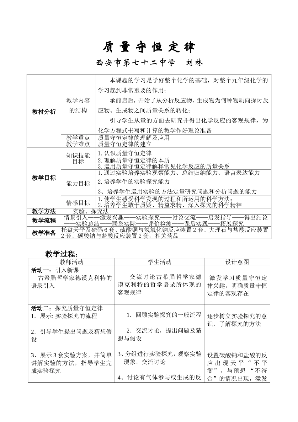 教案质量守恒定律_第1页