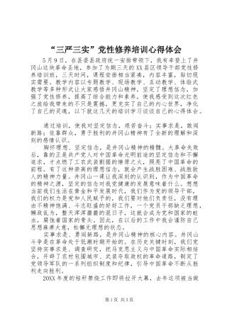 “三严三实”党性修养培训心得体会