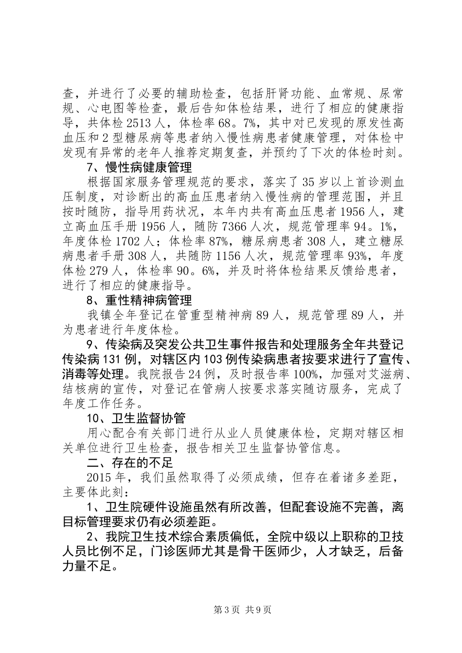 20XX年最新卫生院工作总结范文_第3页