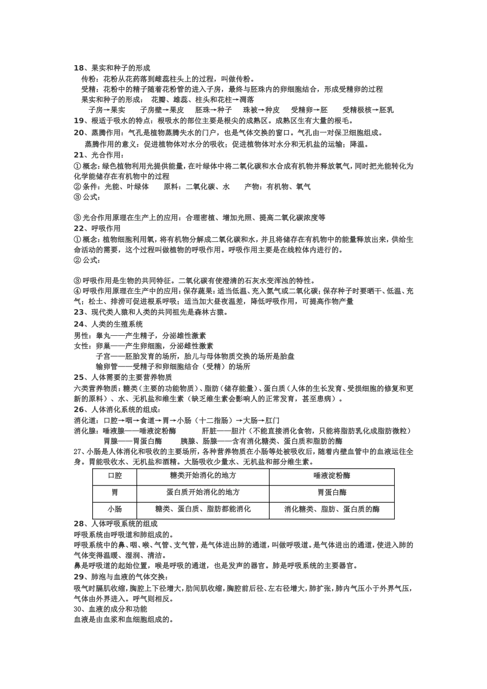初中生物会考总复习资料(人教版)_第2页