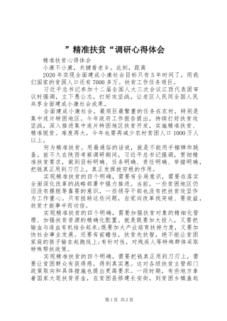 ”精准扶贫“调研心得体会