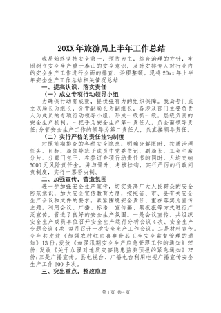 20XX年旅游局上半年工作总结