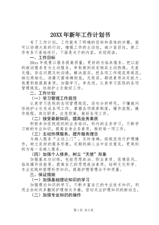 20XX年新年工作计划书