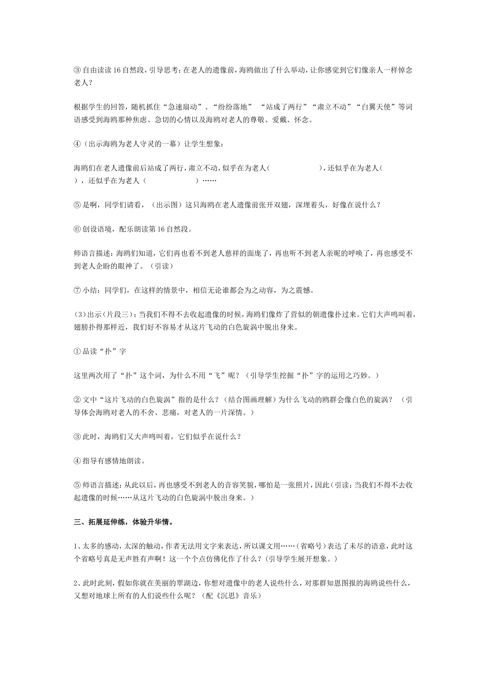 《老人与海鸥》教学设计_第2页