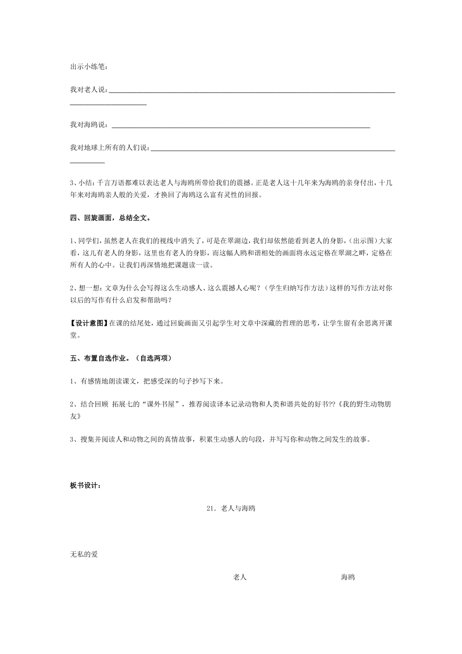 《老人与海鸥》教学设计_第3页