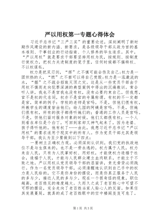 严以用权第一专题心得体会
