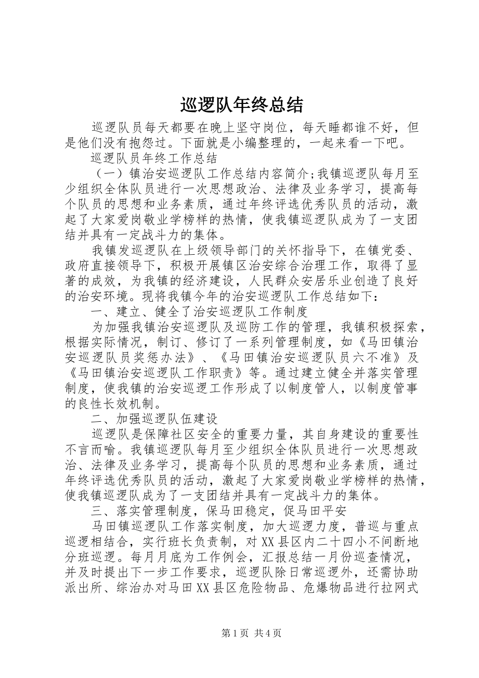 巡逻队年终总结_第1页