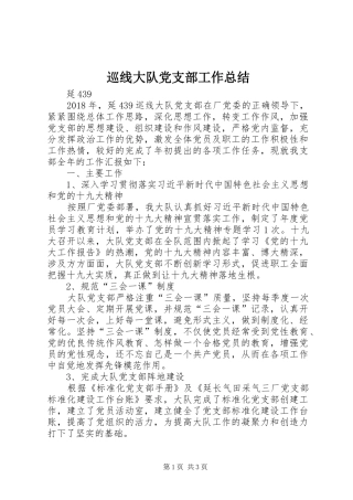 巡线大队党支部工作总结