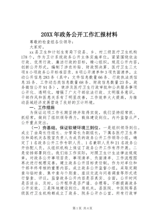 20XX年政务公开工作汇报材料