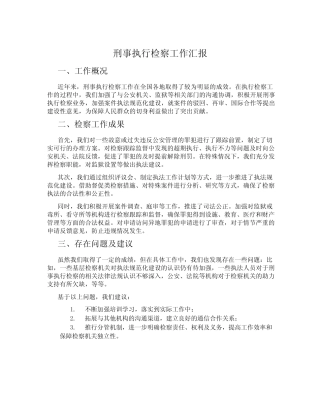 刑事执行检察工作汇报 