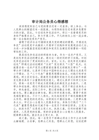 审计局公务员心得感想