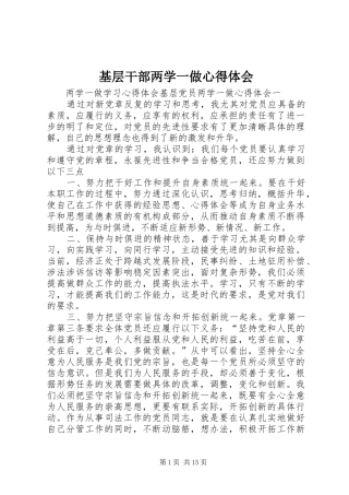 基层干部两学一做心得体会
