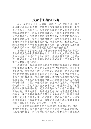 支部书记培训心得