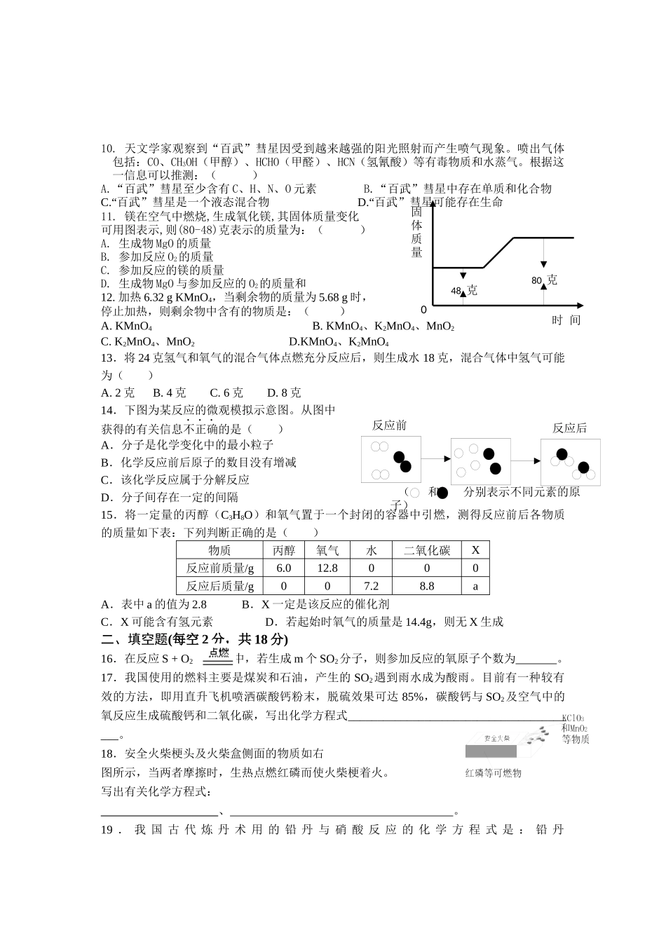 初三年级化学第五单元测试卷_第2页