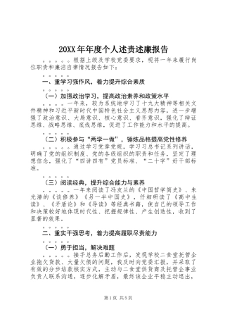 20XX年年度个人述责述廉报告