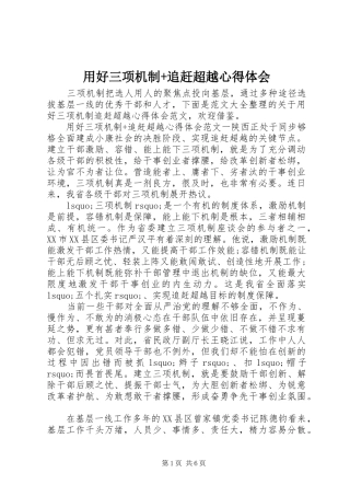 用好三项机制+追赶超越心得体会