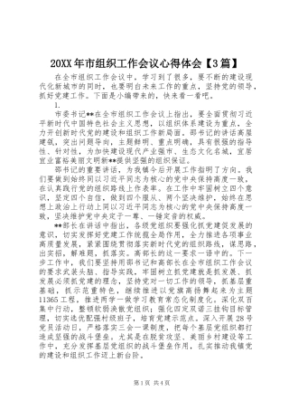 20XX年市组织工作会议心得体会【3篇】