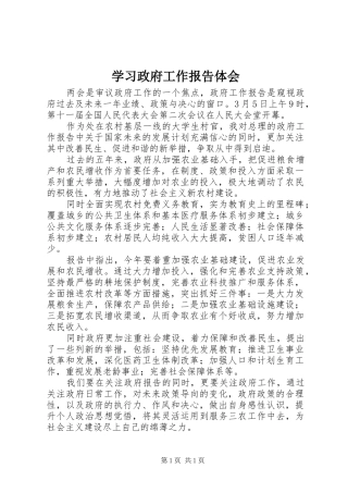 学习政府工作报告体会