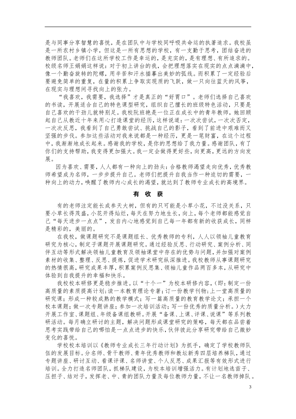 马桥镇小学校本培训经验材料_第3页