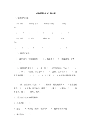 圆明园的毁灭练习题