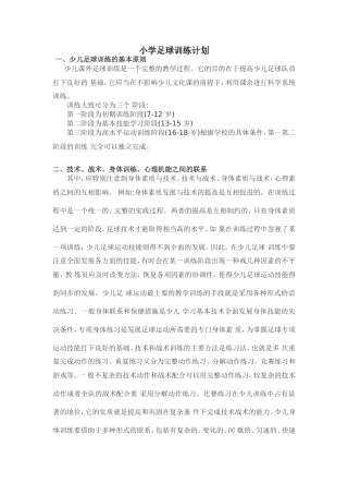 小学足球训练计划
