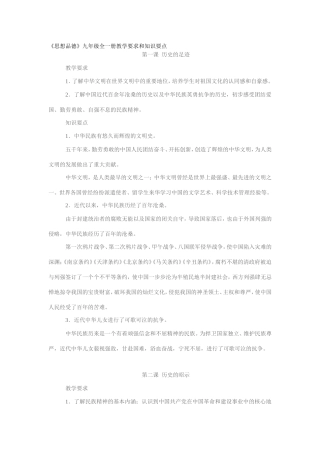 《思想品德》九年级全一册教学要求和知识要点