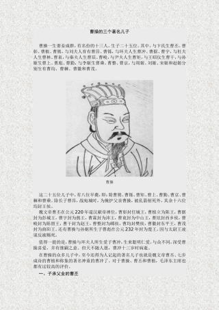 曹操的三个著名儿子