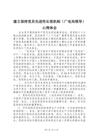 建立保持党员先进性长效机制（广电局领导）心得体会