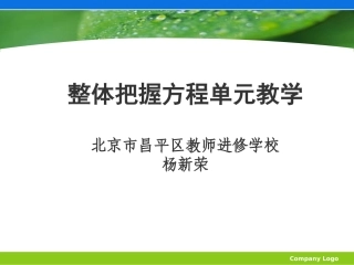 方程单元教学的整体构想