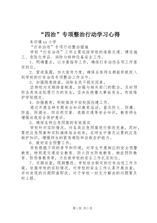 “四治”专项整治行动学习心得