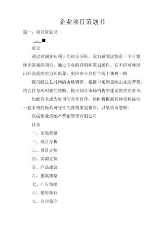 企业项目策划书